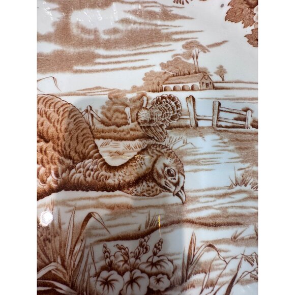Vintage Woods Burslem England Oval Turkey Platter Brown Transferware 21"x17" - Picture 4 of 9